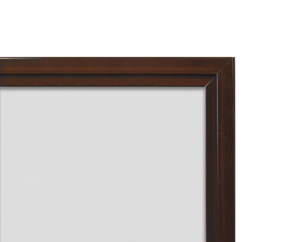 Whiteboard aus emailliertem Stahl mit Rahmen in Nussholzoptik
