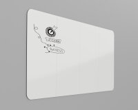 Whiteboard-Wall rahmenlos runde Ecken 198 x 392 cm  bestehend aus 4 Elementen in den Größen 198 x 98 cm
