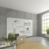Whiteboard-Wall rahmenlos runde Ecken 198 x 392 cm  bestehend aus 4 Elementen in den Größen 198 x 98 cm