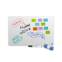 Whiteboard ohne Rahmen "Budget" aus emailliertem Stahl inkl. Mikrofasertuch & Schwarzem Marker